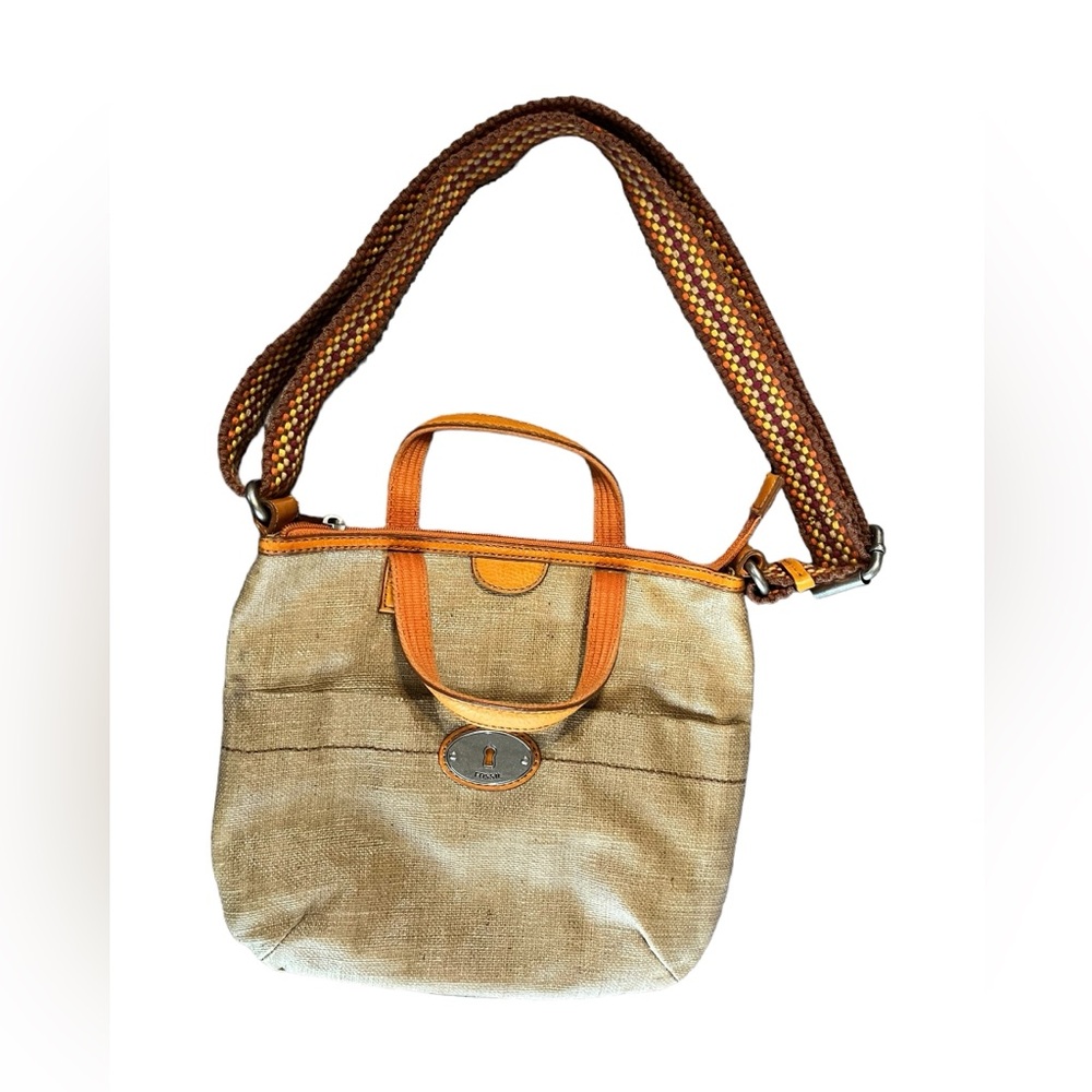 💚Fossil Key Per Burlap Coated Crossbody Bag